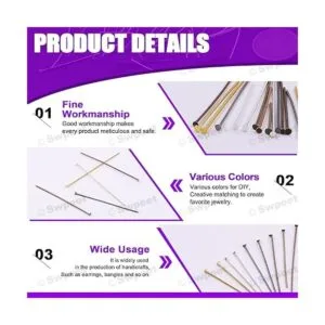 Swpeet Juego de 2200 pines de cabeza plana de 20 tamaños y_4