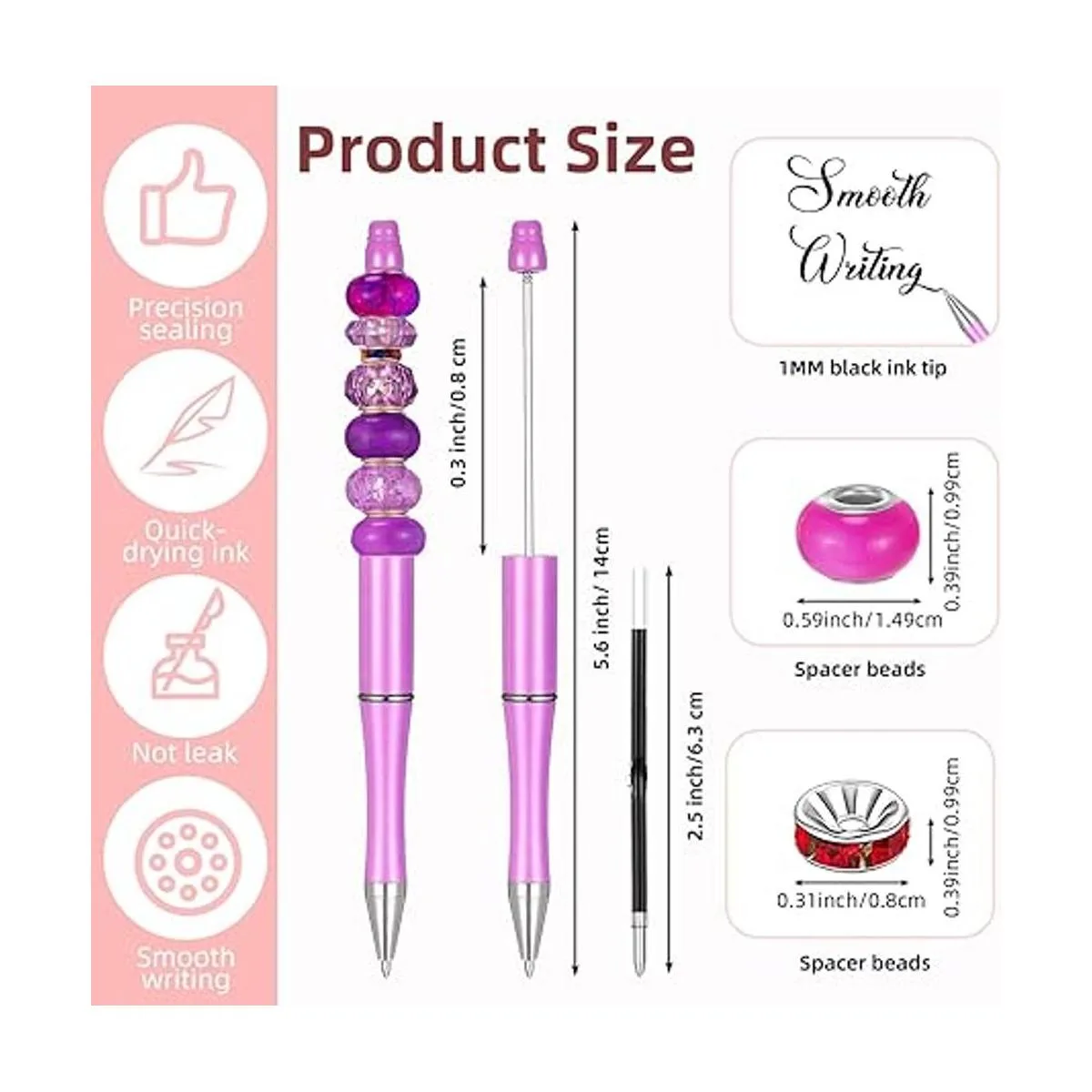 Juego de 300 bolígrafos de cuentas de plástico surtido 20_2