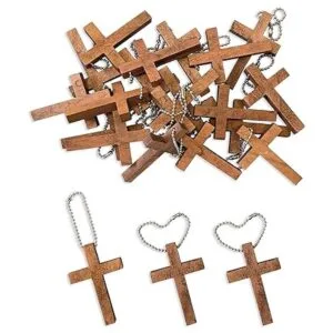 100 dijes de cruz de madera natural mini colgantes de_3