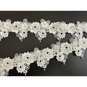 PEPPERLONELY 1 yarda de color blanco con flor de rosa_4