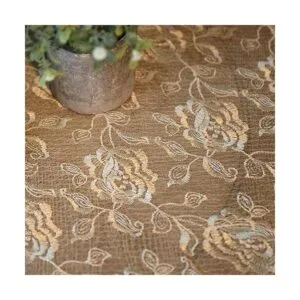 SUTAVIA Mantel redondo de tela de encaje con diseño floral_5