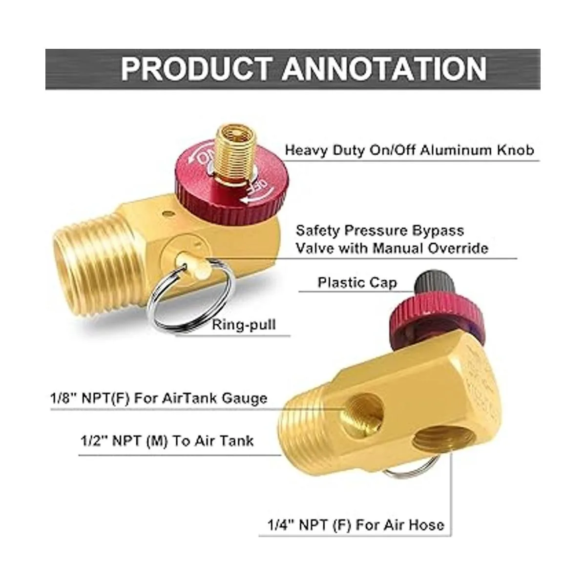 GODESON Kit de válvula de tanque de aire con calibre el_5