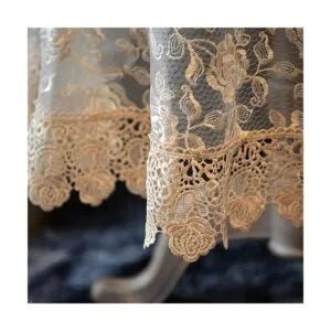 SUTAVIA Mantel redondo de tela de encaje con diseño floral_6