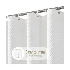 Gibelle Cortina de ducha blanca cortina de ducha de tela_4