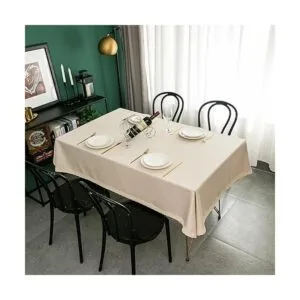 EHouseHome Mantel de lino sintético con ribete de encaje_4