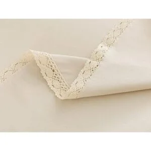 EHouseHome Mantel de lino sintético con ribete de encaje_6