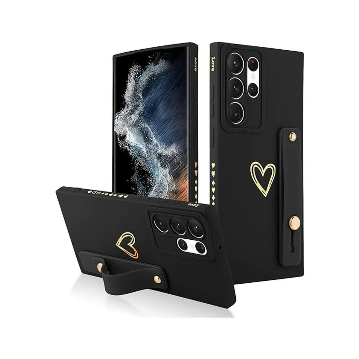 Fiyart Funda diseñada para Galaxy S22 Ultra con soporte_1