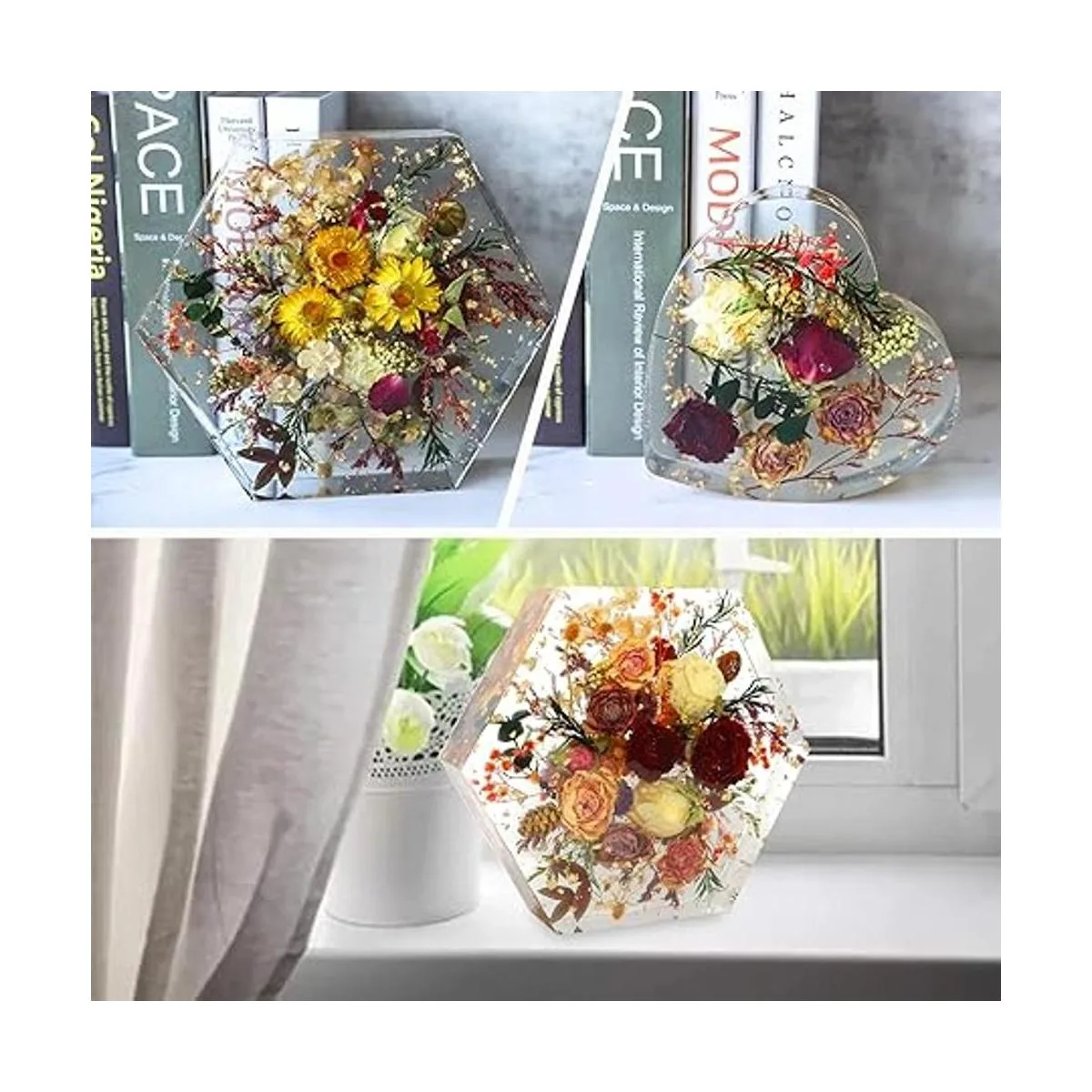 Kit de 3 moldes de resina grandes incluye hexágono_4