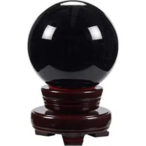 Esfera pequeña de bola de cristal de obsidiana negra con_1