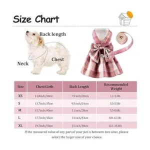 4 piezas de vestido a cuadros para perro arnés con_2
