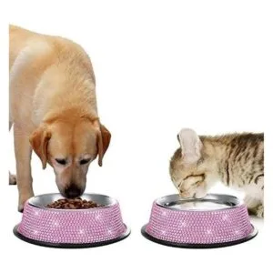 SAVORI Cuencos para perros pequeños rosados hechos a_5