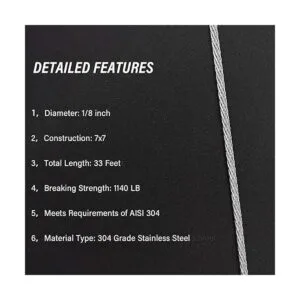 Favordrory Kit de barandilla de cable incluye cable de_3