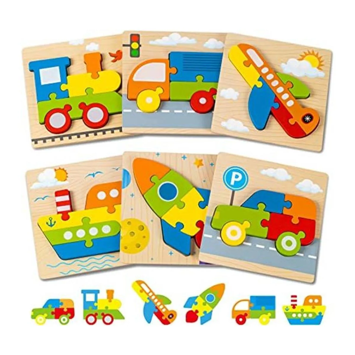 Rompecabezas de madera para vehículos regalo para niños_1