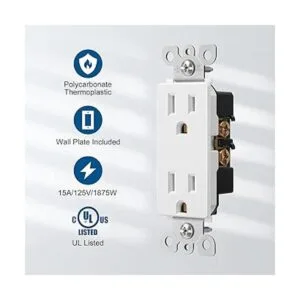 DEWENWILS Decorator Toma de corriente con placa de pared_2