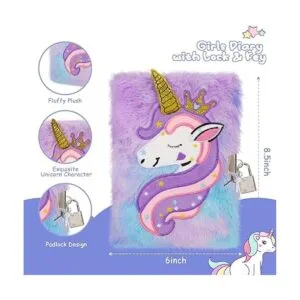 HOMICOZY Diario de unicornio para niños con cerradura y_4
