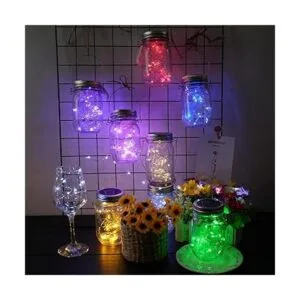 Miaro Paquete de 8 luces de tarro de masón 20 luces LED_7