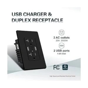 TOPELER Paquete de 2 tomas de corriente USB de pared_2