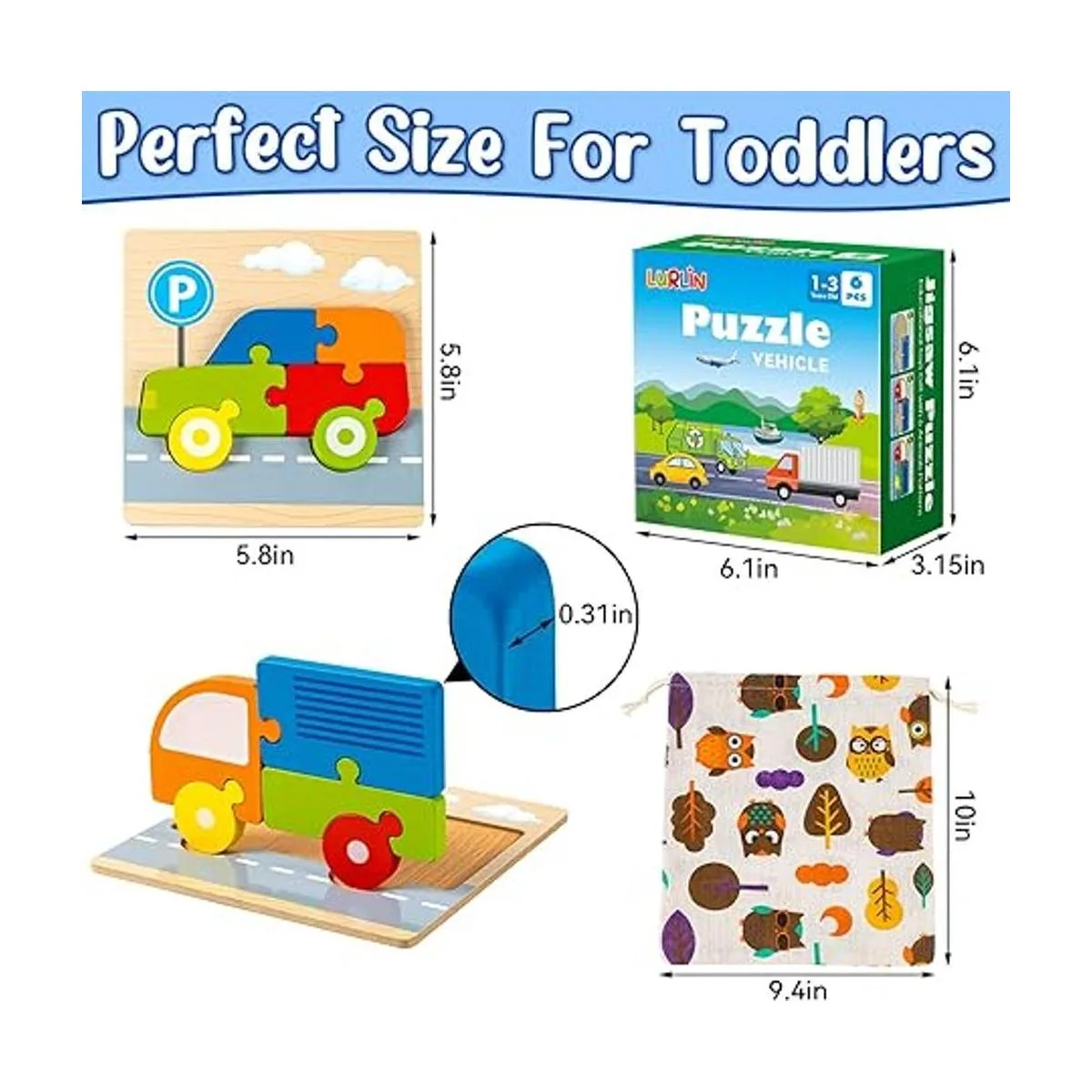 Rompecabezas de madera para vehículos regalo para niños_6