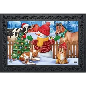 Barnyard Tapete de Navidad de muñeco de nieve para perro_1