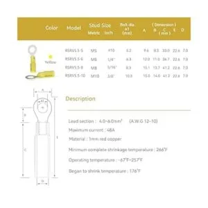HKS 100 terminales de anillo termoencogible amarillo 1210_2