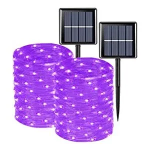 QITONG Guirnalda de luces solares moradas impermeables_1