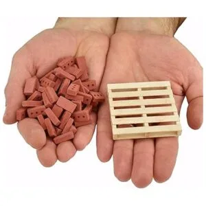 Acacia Grove Mini ladrillos rojos con palé paquete de_3