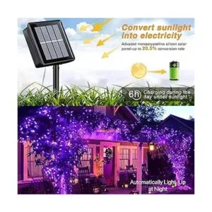 QITONG Guirnalda de luces solares moradas impermeables_2
