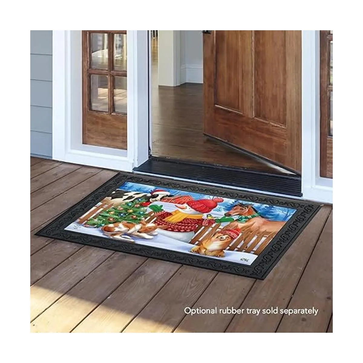 Barnyard Tapete de Navidad de muñeco de nieve para perro_3