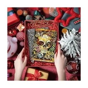 Diario de cuero en relieve con calavera cuaderno vintage_2