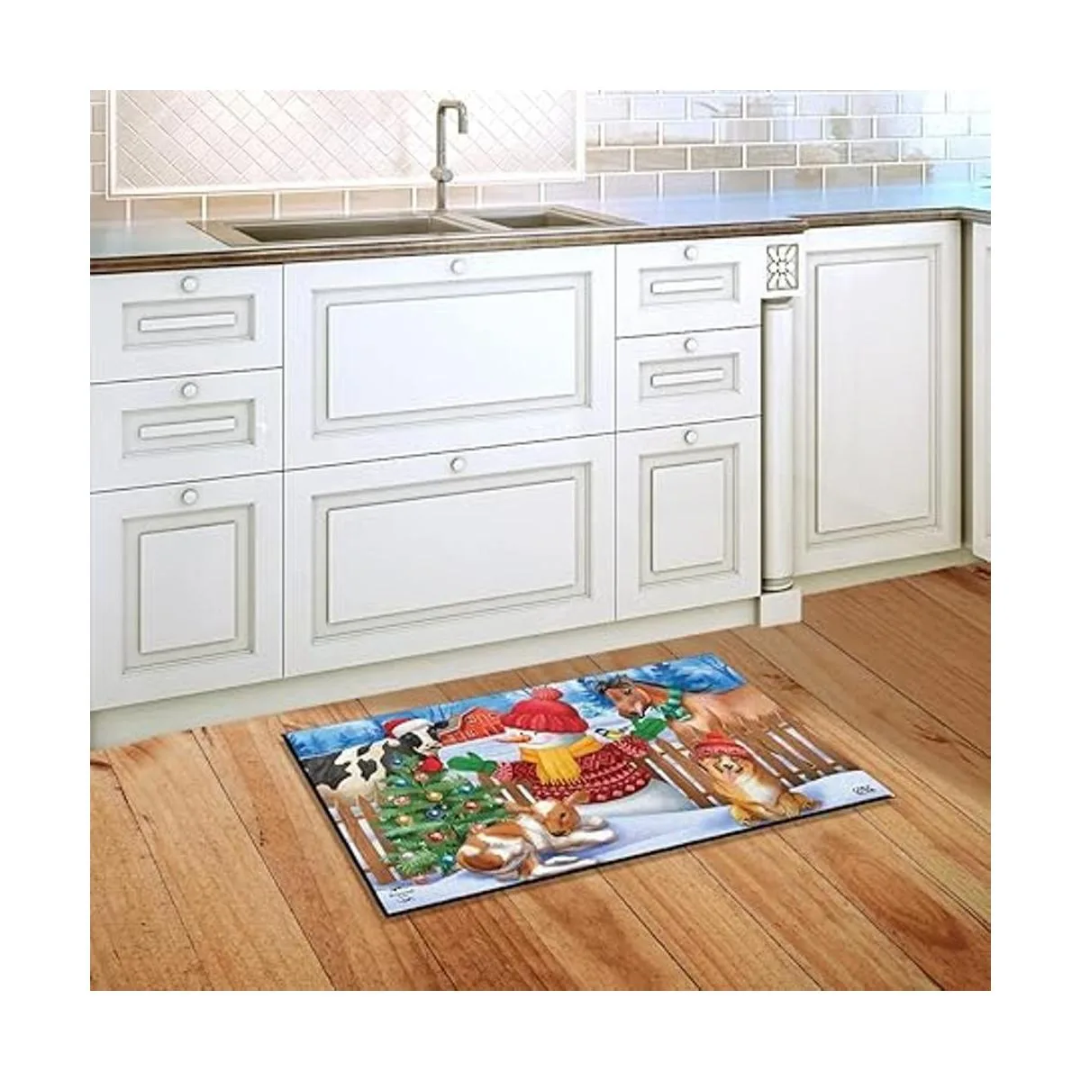 Barnyard Tapete de Navidad de muñeco de nieve para perro_4