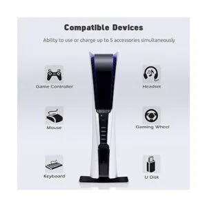 AQIDAP Concentrador USB de 5 puertos para PS5 cargador_3