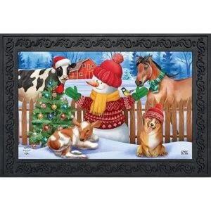 Barnyard Tapete de Navidad de muñeco de nieve para perro_2