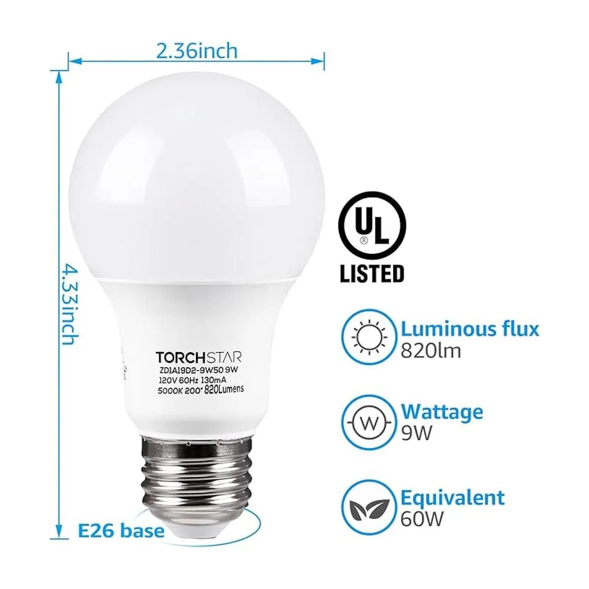 TORCHSTAR Paquete de 12 bombillas LED A19 equivalente a 60_2