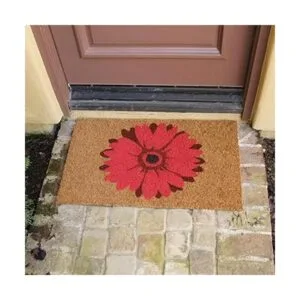 RubberCal Felpudo para puerta diseño de margaritas rojas_5