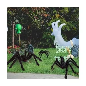 Juego de 4 arañas peludas de Halloween accesorios de_6