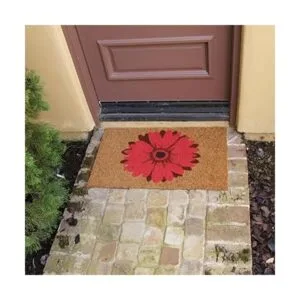 RubberCal Felpudo para puerta diseño de margaritas rojas_3