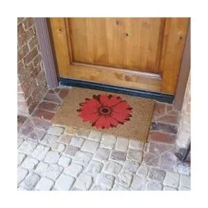 RubberCal Felpudo para puerta diseño de margaritas rojas_2