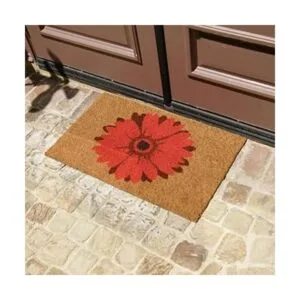 RubberCal Felpudo para puerta diseño de margaritas rojas_4