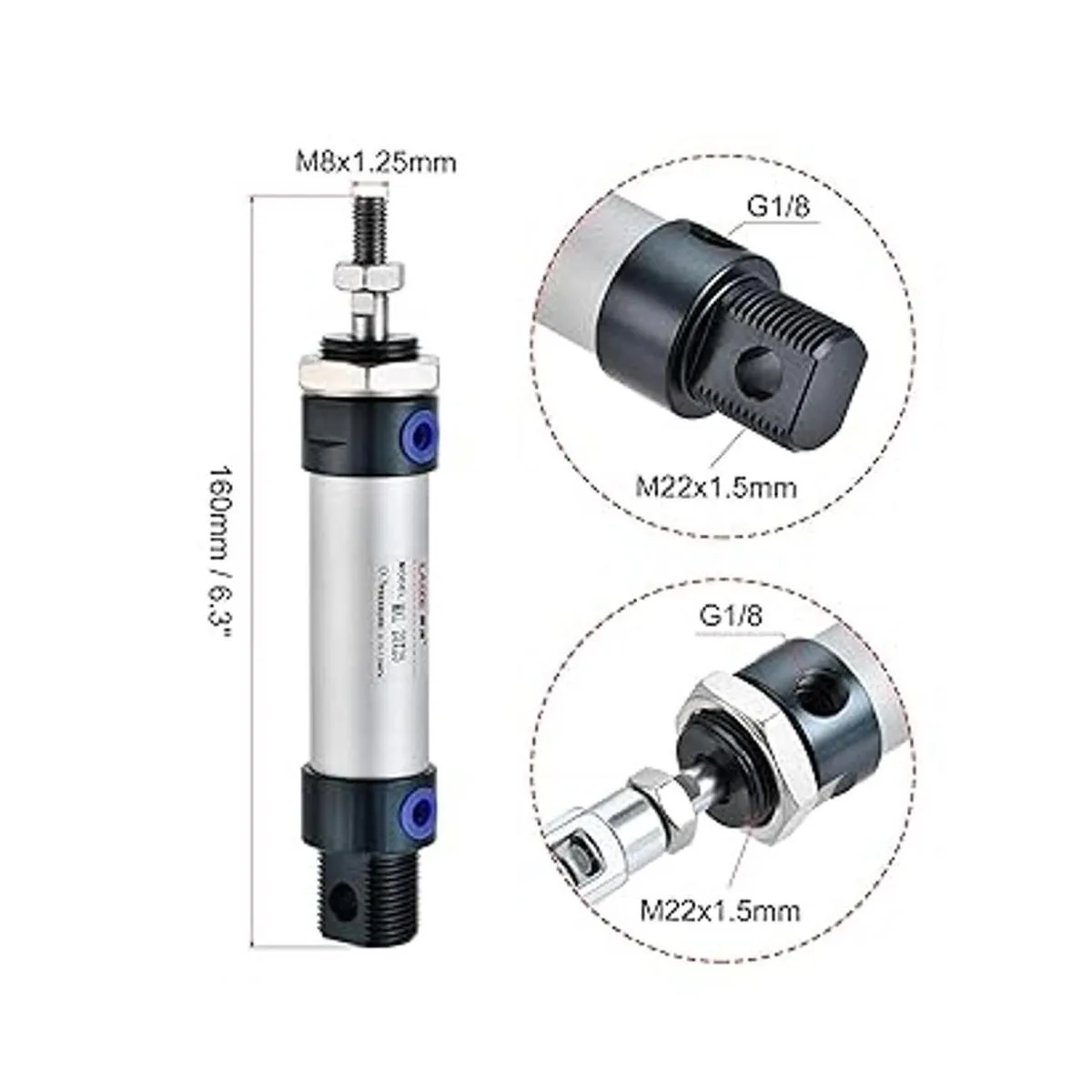 uxcell Cilindro de aire neumático 0.787 in diámetro 0.984_2