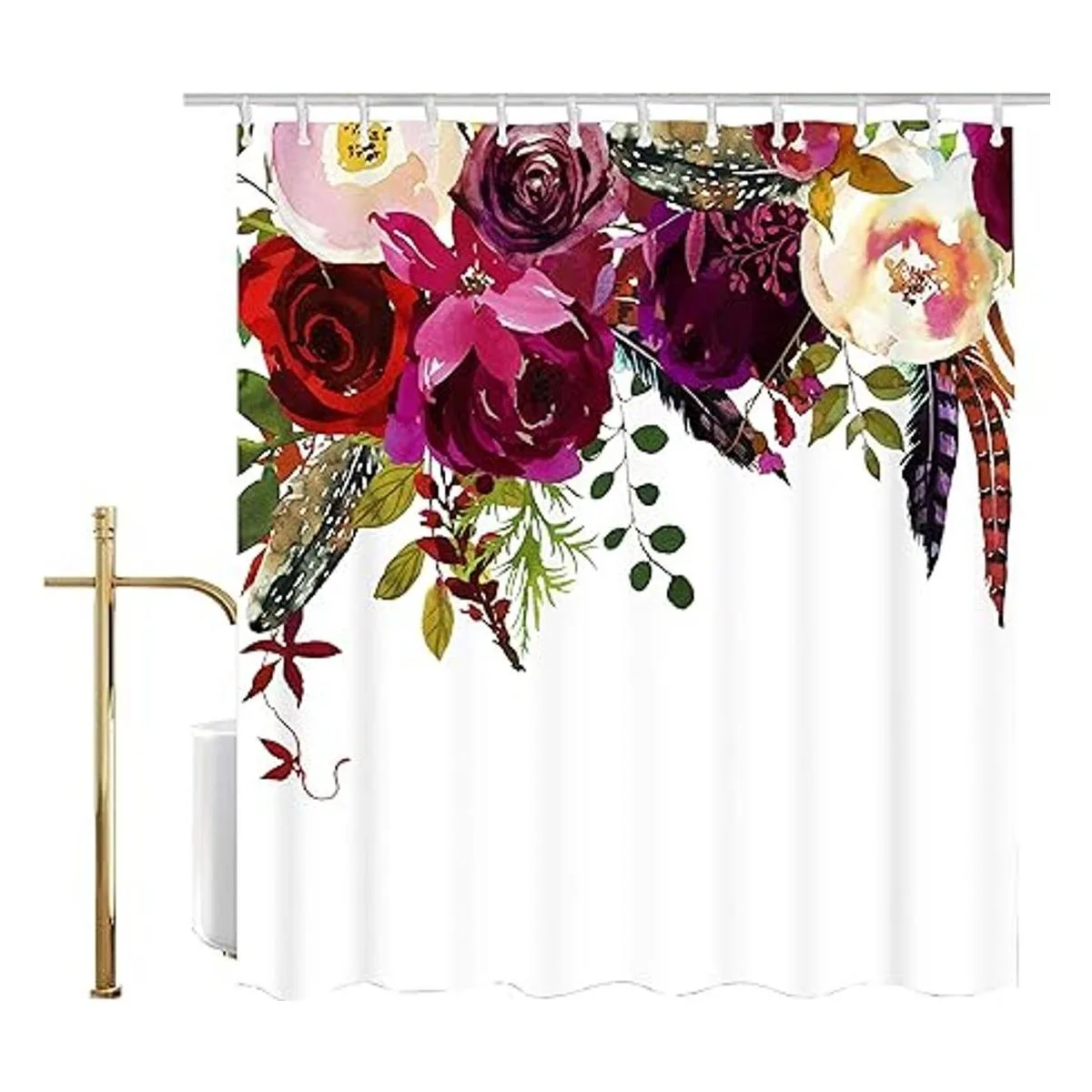 Ao Blare Cortina de ducha con diseño floral diseño de_3