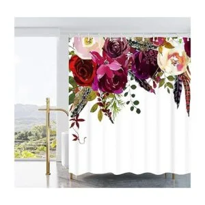 Ao Blare Cortina de ducha con diseño floral diseño de_2