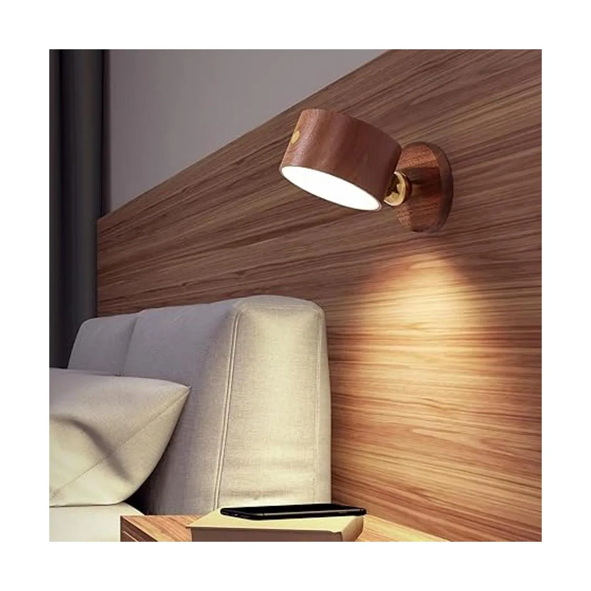 LANDGOO Aplique magnético de pared de madera luces LED_6