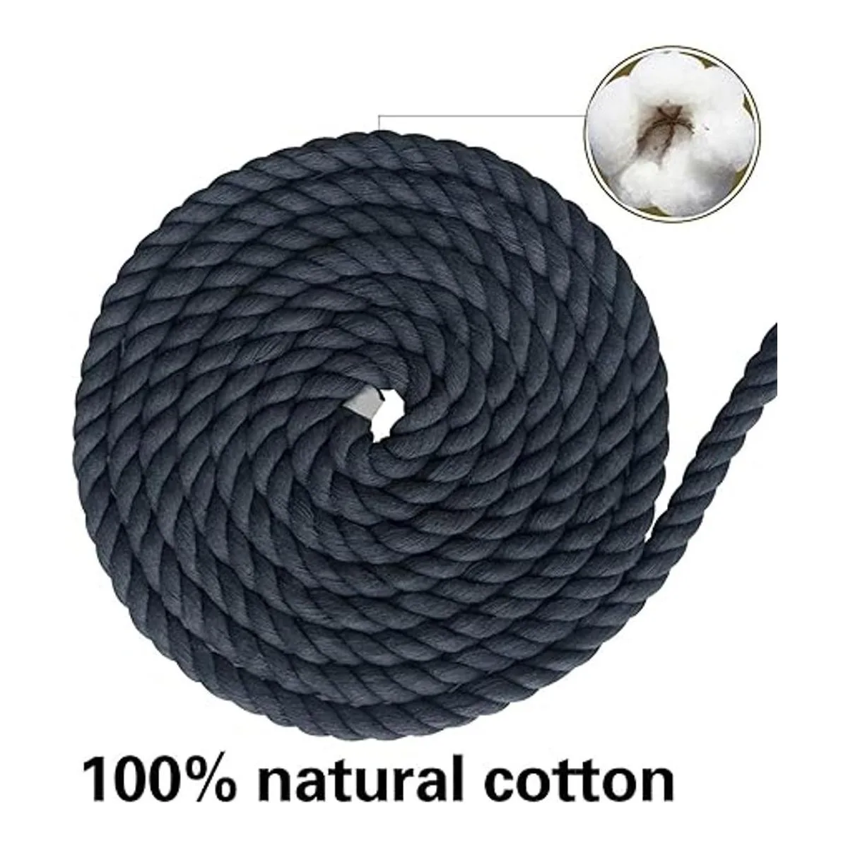 Cuerda negra de algodón trenzado de 12 pulgada cuerda_5
