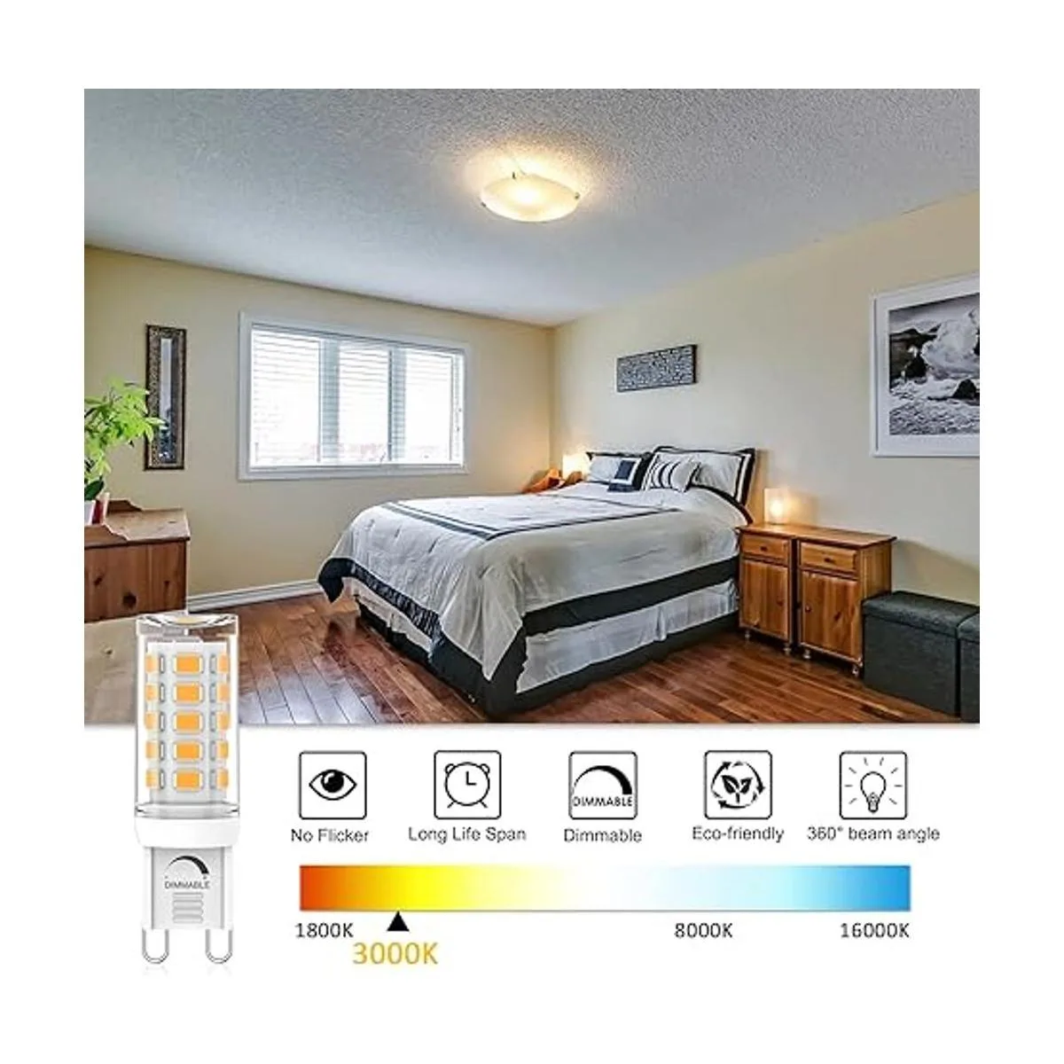 Umleeddlt Bombilla LED G9 regulable de 4 W equivalente a_4