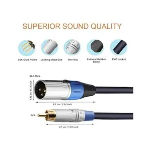 TISINO Cable doble RCA a XLR 2 RCA a 2 XLR macho HiFi_3