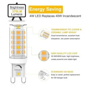 Umleeddlt Bombilla LED G9 regulable de 4 W equivalente a_3