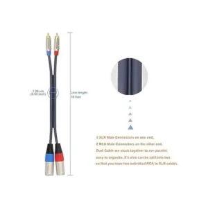 TISINO Cable doble RCA a XLR 2 RCA a 2 XLR macho HiFi_5