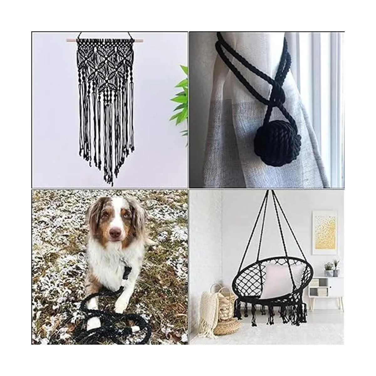 Cuerda negra de algodón trenzado de 12 pulgada cuerda_7