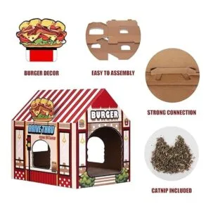 SEKAM Cardboard ScratcherCatnip with House Cat Play_3