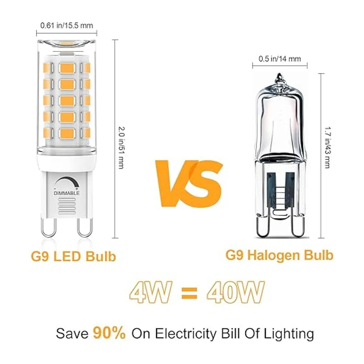 Umleeddlt Bombilla LED G9 regulable de 4 W equivalente a_2